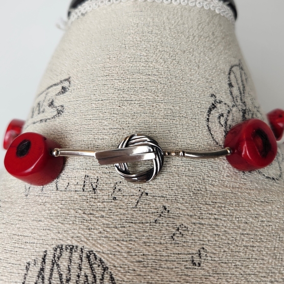 60s Red Coral Silver Necklace - Picture 4 of 9